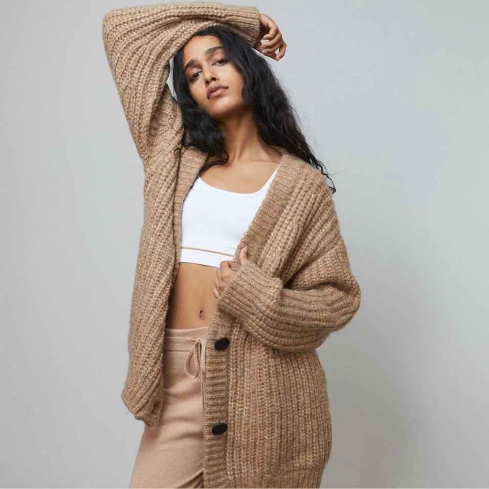 Lunya - Chunky Wool Cardigan - Delicate Tan XS/S